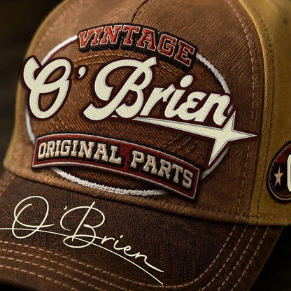 O'BRIEN TC02 HH79  Personalized Name Baseball Cap, Vintage Retro Hat, Custom Gift for Him & Her