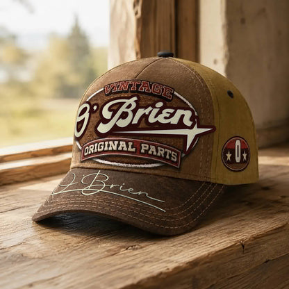 O'BRIEN TC02 HH79  Personalized Name Baseball Cap, Vintage Retro Hat, Custom Gift for Him & Her