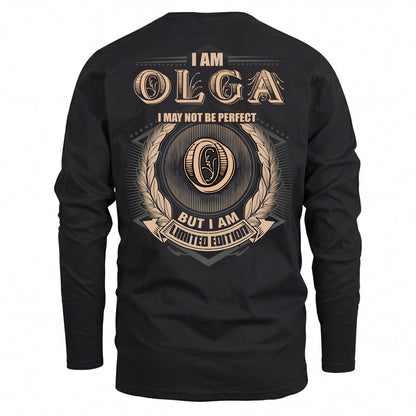 OLGA 2K-101–Personalized Name Quote Apparel “I Am NAME May Not Be Perfect But I Am Limited Edition”