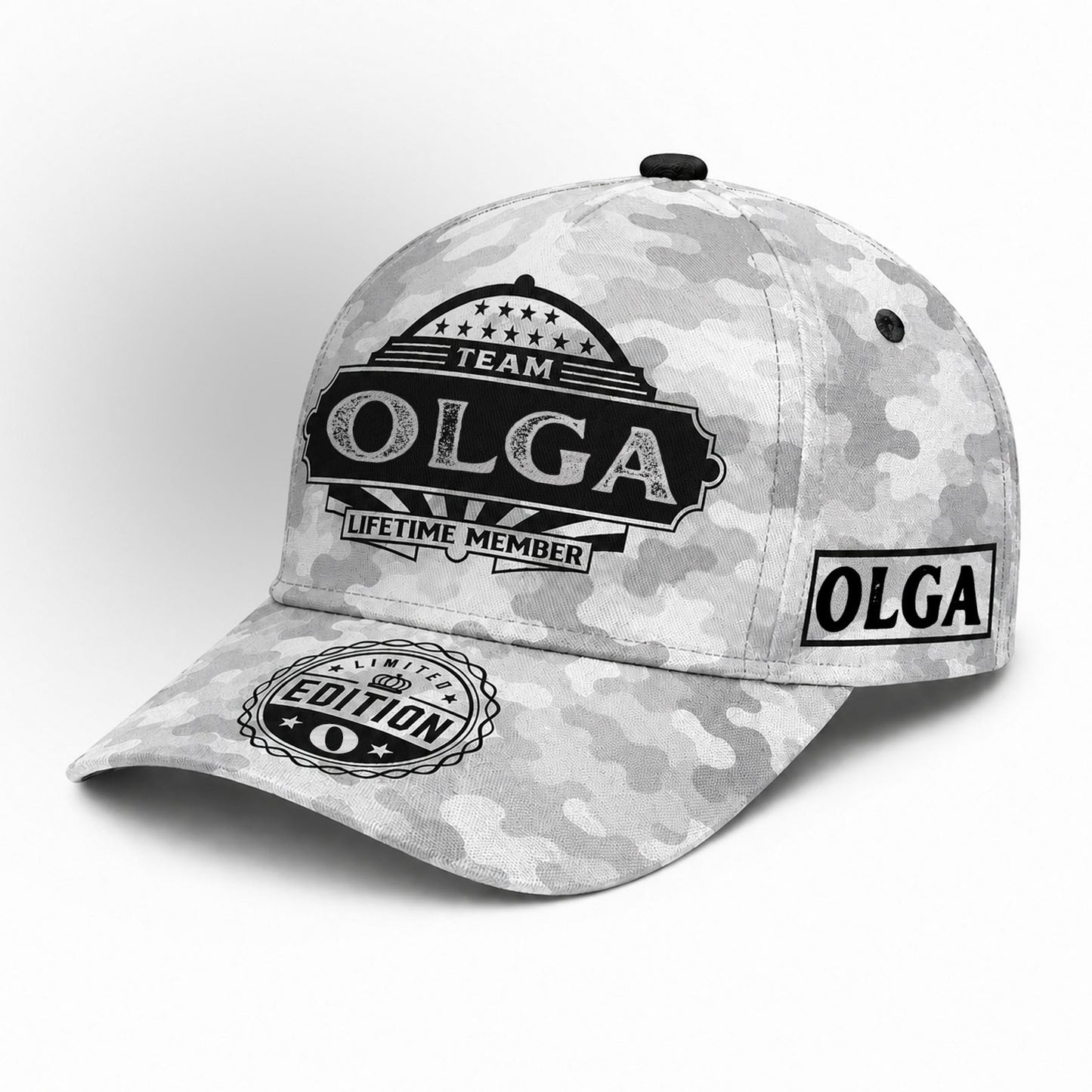 OLGA TC01 HH79 Team Your Name Hat, Personalized Camo Baseball Cap, Custom Family Gift, Gift for Him Her