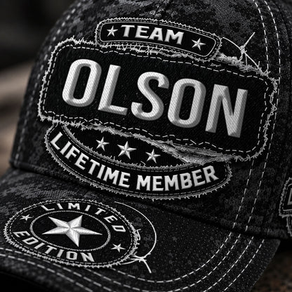 OLSON TC03 HH79  Personalized Black Camo Baseball Cap, Custom Name Family Hat