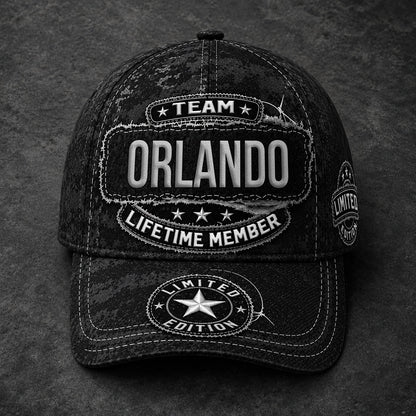 ORLANDO TC03 HH79  Personalized Black Camo Baseball Cap, Custom Name Family Hat