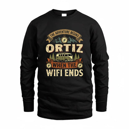 ORTIZ TT898-K6-229 – Personalized Funny Camping Quote Apparel “The Adventure Begins When The WiFi Ends”