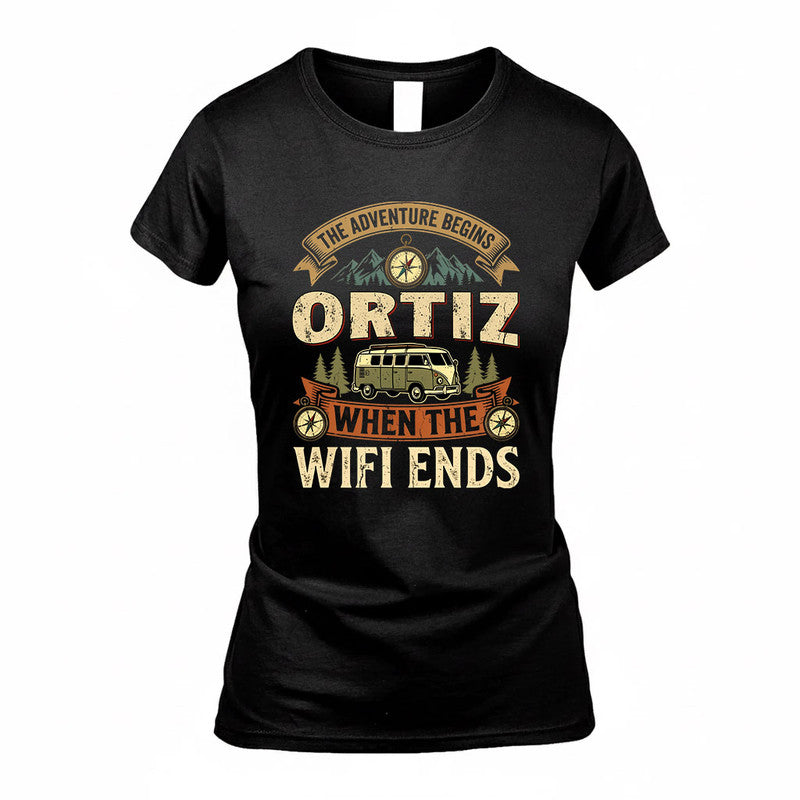ORTIZ TT898-K6-229 – Personalized Funny Camping Quote Apparel “The Adventure Begins When The WiFi Ends”
