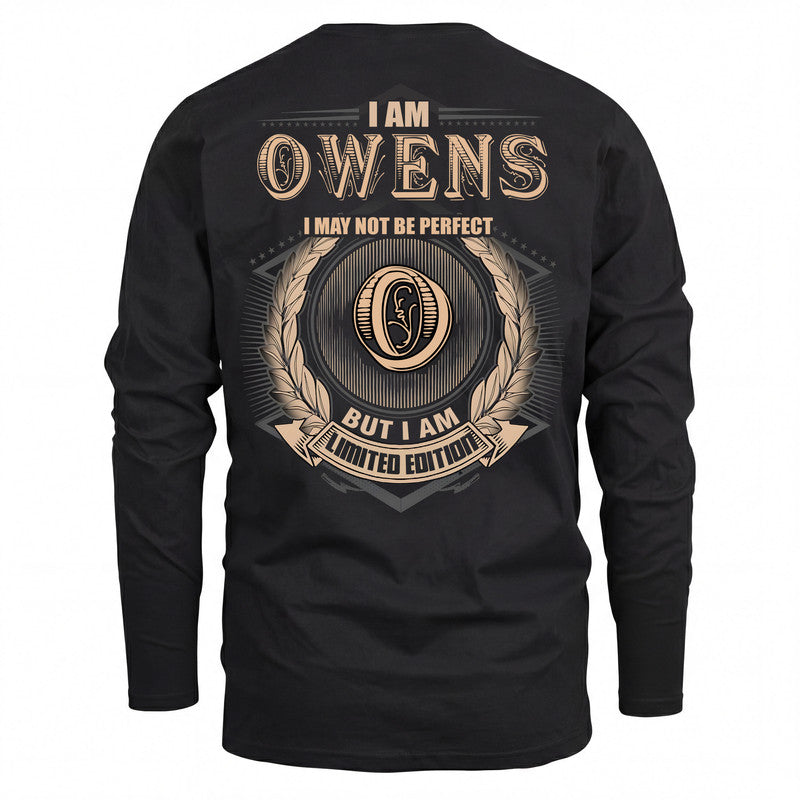 OWENS 2K-101–Personalized Name Quote Apparel “I Am NAME May Not Be Perfect But I Am Limited Edition”