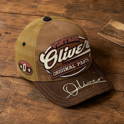 OLIVER TC02 HH79  Personalized Name Baseball Cap, Vintage Retro Hat, Custom Gift for Him & Her