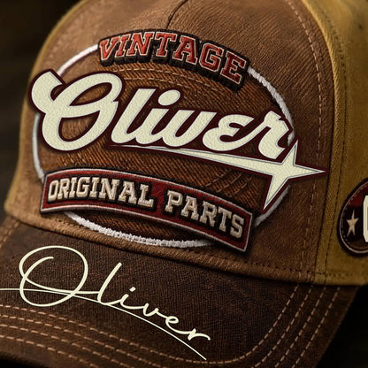 OLIVER TC02 HH79  Personalized Name Baseball Cap, Vintage Retro Hat, Custom Gift for Him & Her