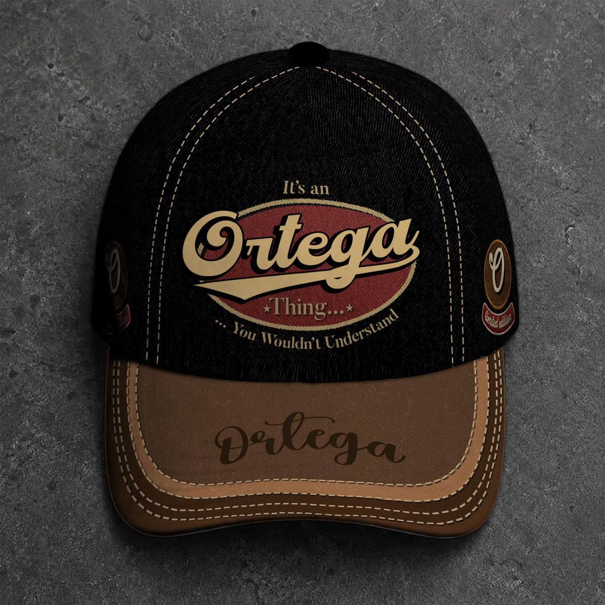 ORTEGA  TC06 HH79 Personalized Distressed Baseball Cap, Custom Retro Trucker Hat, Statement Dad Cap