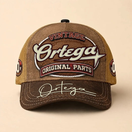 ORTEGA TC02 HH79  Personalized Name Baseball Cap, Vintage Retro Hat, Custom Gift for Him & Her