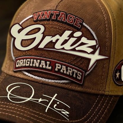 ORTIZ TC02 HH79  Personalized Name Baseball Cap, Vintage Retro Hat, Custom Gift for Him & Her