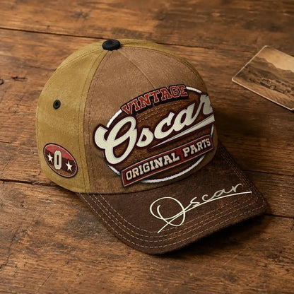 OSCAR TC02 HH79  Personalized Name Baseball Cap, Vintage Retro Hat, Custom Gift for Him & Her