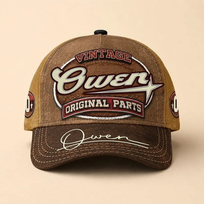OWEN TC02 HH79  Personalized Name Baseball Cap, Vintage Retro Hat, Custom Gift for Him & Her