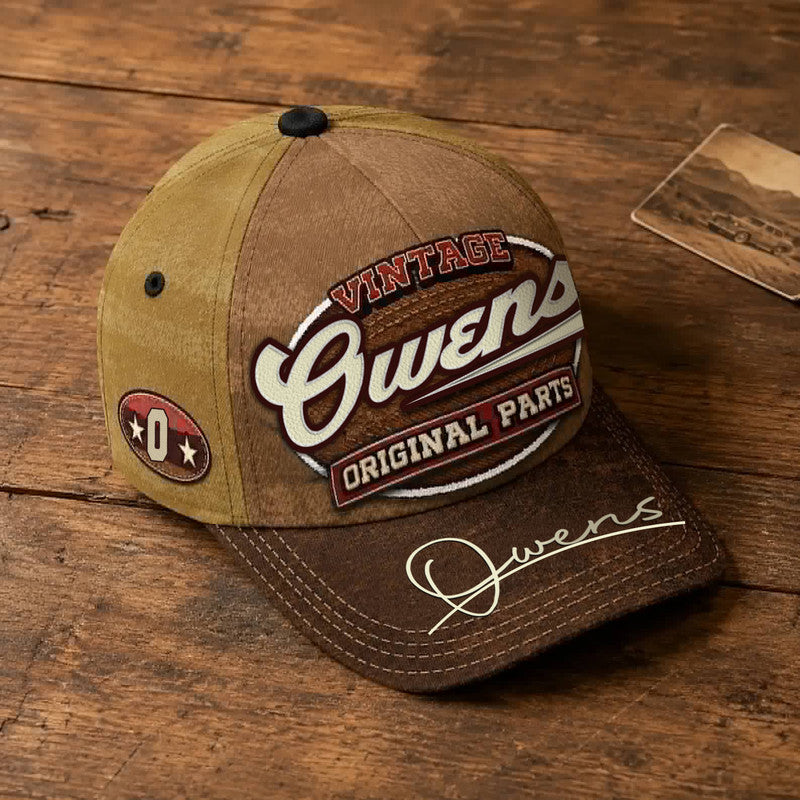 OWENS TC02 HH79  Personalized Name Baseball Cap, Vintage Retro Hat, Custom Gift for Him & Her
