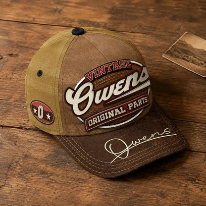 OWENS TC02 HH79  Personalized Name Baseball Cap, Vintage Retro Hat, Custom Gift for Him & Her