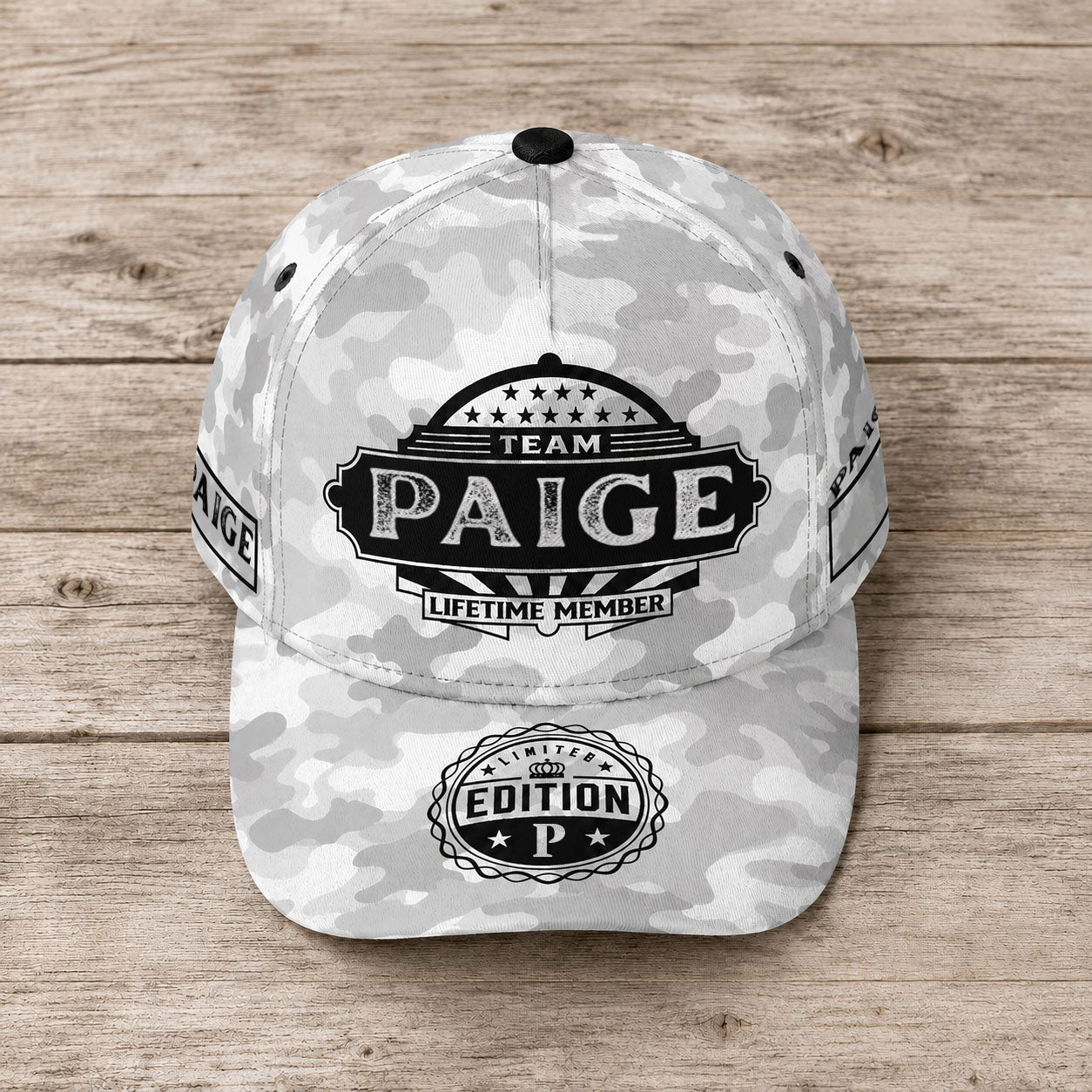 PAIGE TC01 HH79 Team Your Name Hat, Personalized Camo Baseball Cap, Custom Family Gift, Gift for Him Her