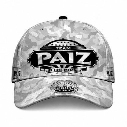 PAIZ TC01 HH79 Team Your Name Hat, Personalized Camo Baseball Cap, Custom Family Gift, Gift for Him Her