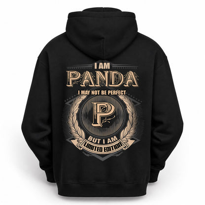 PANDA 2K-101–Personalized Name Quote Apparel “I Am NAME May Not Be Perfect But I Am Limited Edition”