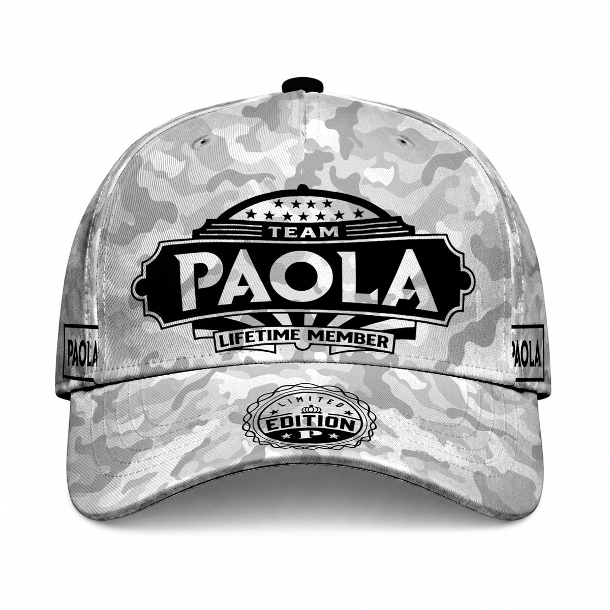 PAOLA TC01 HH79 Team Your Name Hat, Personalized Camo Baseball Cap, Custom Family Gift, Gift for Him Her