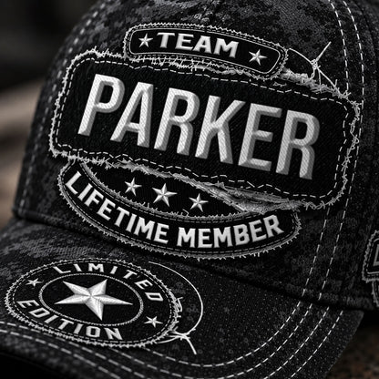 PARKER TC03 HH79  Personalized Black Camo Baseball Cap, Custom Name Family Hat