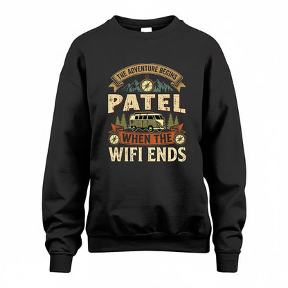 PATEL TT898-K6-229 – Personalized Funny Camping Quote Apparel “The Adventure Begins When The WiFi Ends”