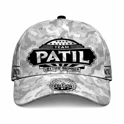 PATIL TC01 HH79 Team Your Name Hat, Personalized Camo Baseball Cap, Custom Family Gift, Gift for Him Her