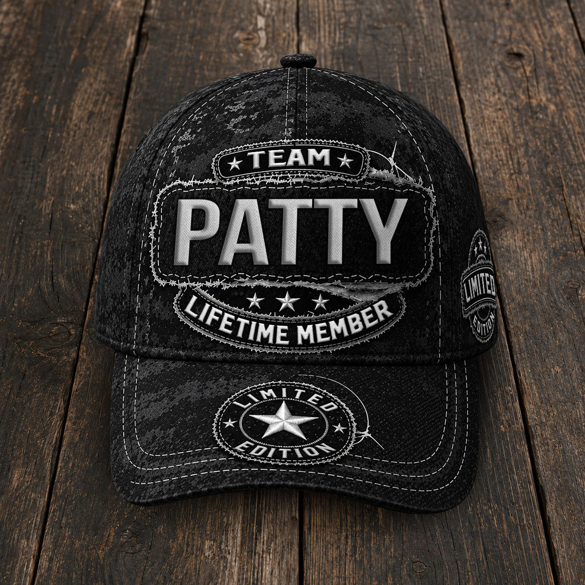 PATTY TC03 HH79  Personalized Black Camo Baseball Cap, Custom Name Family Hat