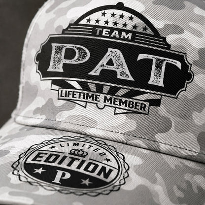 PAT TC01 HH79 Team Your Name Hat, Personalized Camo Baseball Cap, Custom Family Gift, Gift for Him Her