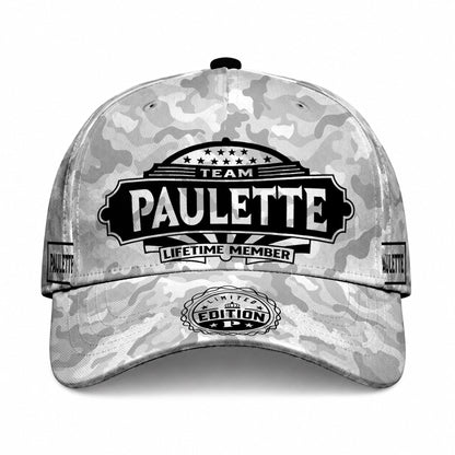 PAULETTE TC01 HH79 Team Your Name Hat, Personalized Camo Baseball Cap, Custom Family Gift, Gift for Him Her