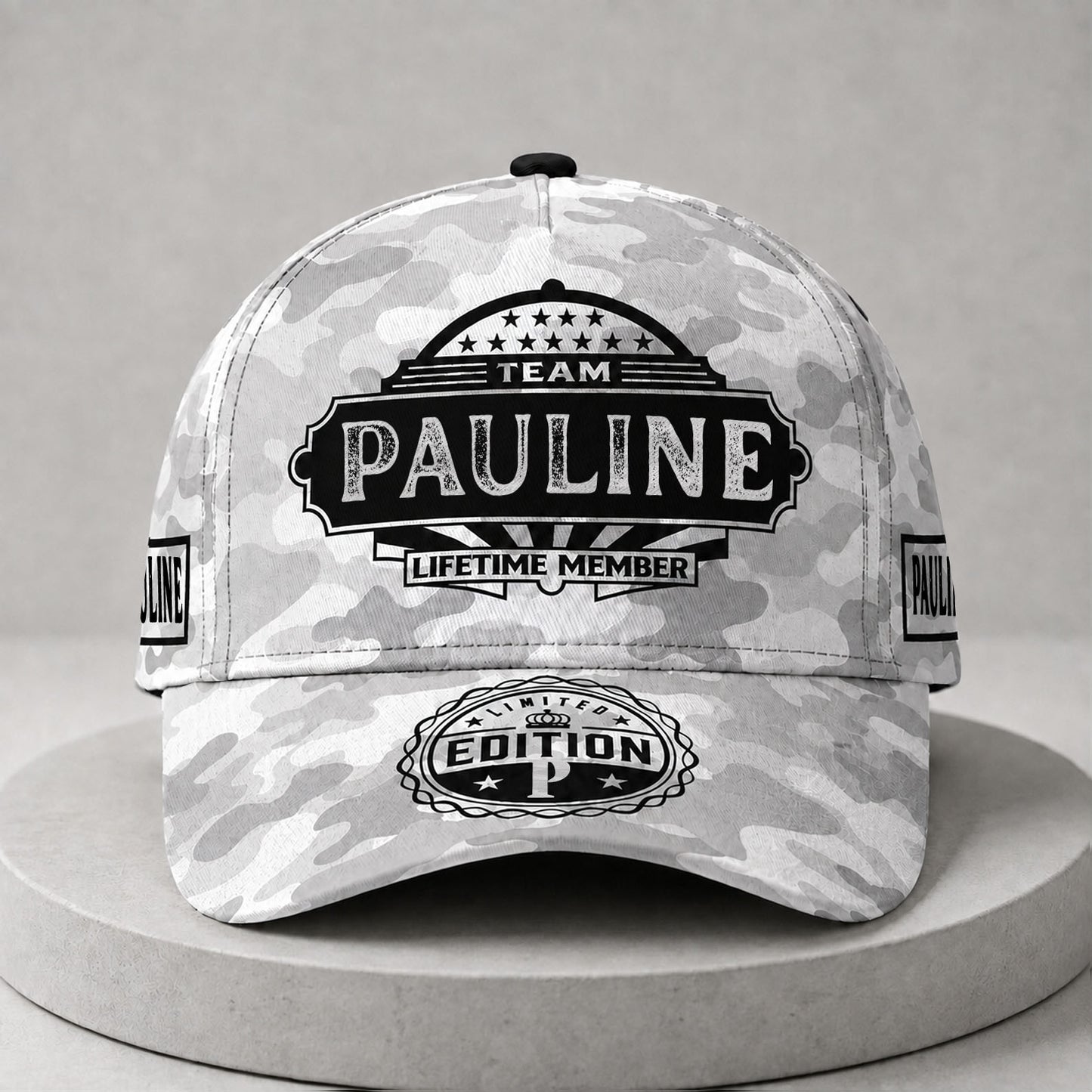 PAULINE TC01 HH79 Team Your Name Hat, Personalized Camo Baseball Cap, Custom Family Gift, Gift for Him Her