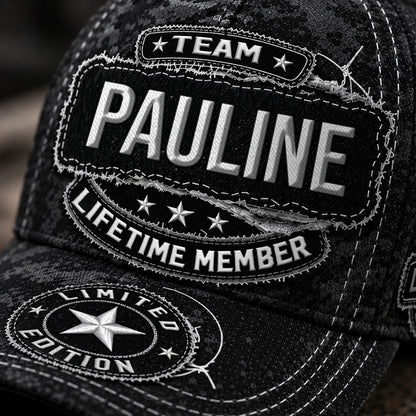 PAULINE TC03 HH79  Personalized Black Camo Baseball Cap, Custom Name Family Hat