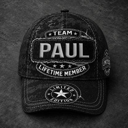 PAUL TC03 HH79  Personalized Black Camo Baseball Cap, Custom Name Family Hat