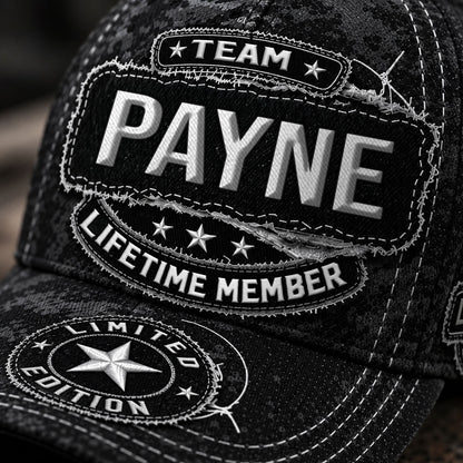 PAYNE TC03 HH79  Personalized Black Camo Baseball Cap, Custom Name Family Hat