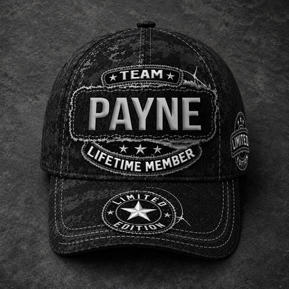 PAYNE TC03 HH79  Personalized Black Camo Baseball Cap, Custom Name Family Hat