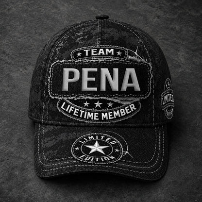 PENA TC03 HH79  Personalized Black Camo Baseball Cap, Custom Name Family Hat