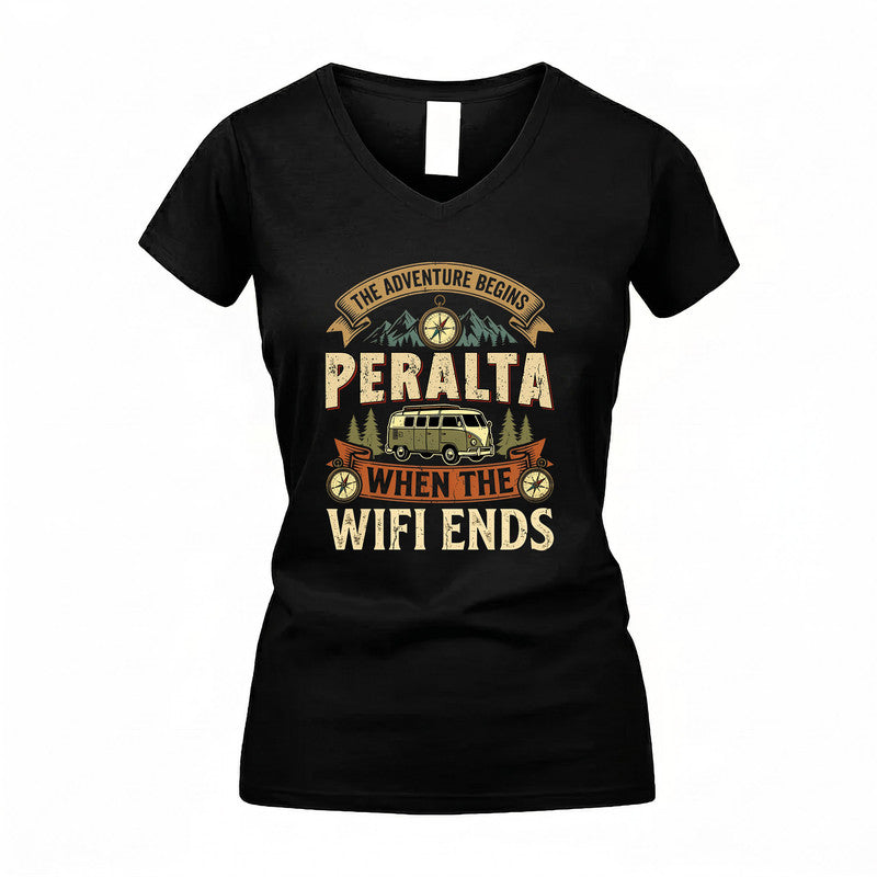 PERALTA TT898-K6-229 – Personalized Funny Camping Quote Apparel “The Adventure Begins When The WiFi Ends”