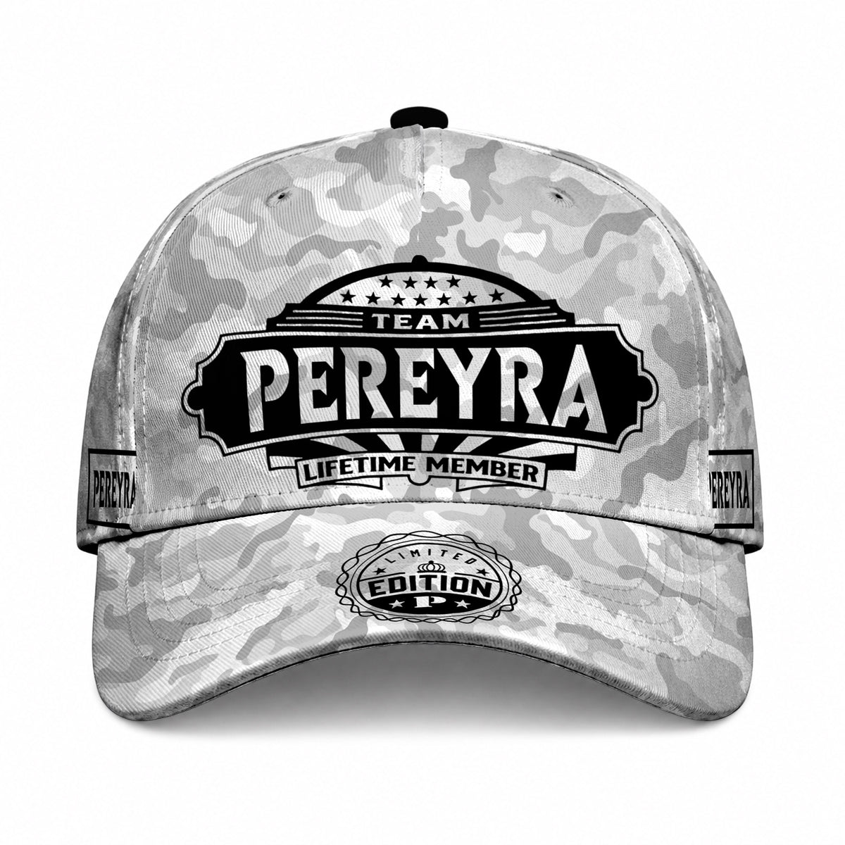 PEREYRA TC01 HH79 Team Your Name Hat, Personalized Camo Baseball Cap, Custom Family Gift, Gift for Him Her