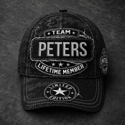 PETERS TC03 HH79  Personalized Black Camo Baseball Cap, Custom Name Family Hat