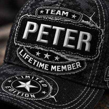 PETER TC03 HH79  Personalized Black Camo Baseball Cap, Custom Name Family Hat