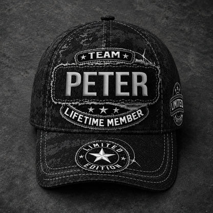 PETER TC03 HH79  Personalized Black Camo Baseball Cap, Custom Name Family Hat