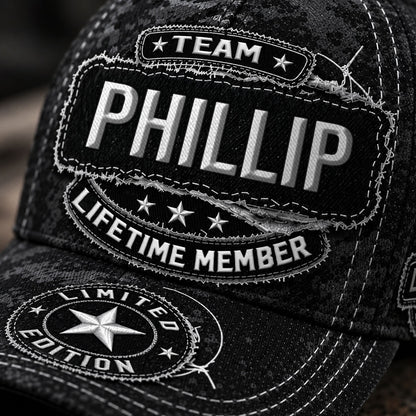 PHILLIP TC03 HH79  Personalized Black Camo Baseball Cap, Custom Name Family Hat