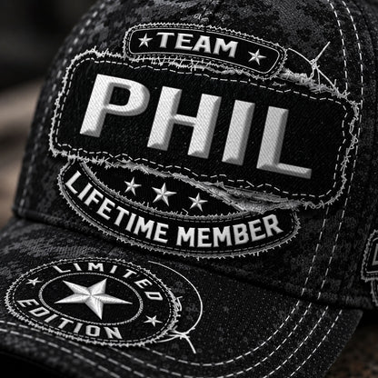 PHIL TC03 HH79  Personalized Black Camo Baseball Cap, Custom Name Family Hat
