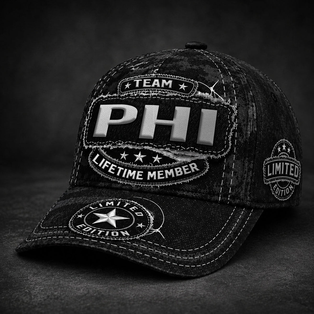 PHI TC03 HH79  Personalized Black Camo Baseball Cap, Custom Name Family Hat