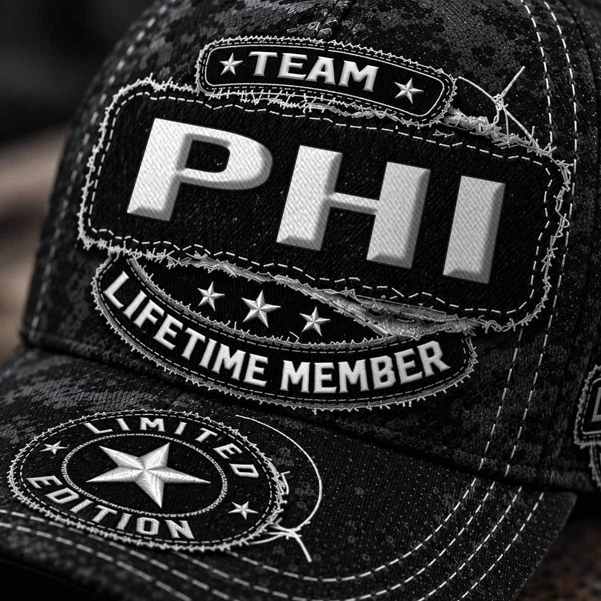 PHI TC03 HH79  Personalized Black Camo Baseball Cap, Custom Name Family Hat