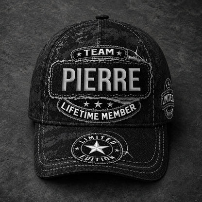 PIERRE TC03 HH79  Personalized Black Camo Baseball Cap, Custom Name Family Hat