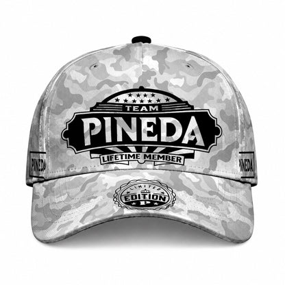 PINEDA TC01 HH79 Team Your Name Hat, Personalized Camo Baseball Cap, Custom Family Gift, Gift for Him Her