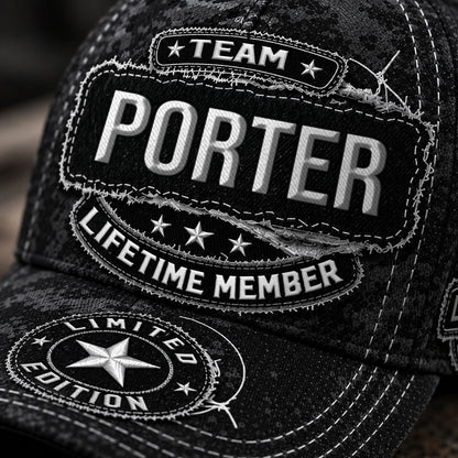 PORTER TC03 HH79  Personalized Black Camo Baseball Cap, Custom Name Family Hat
