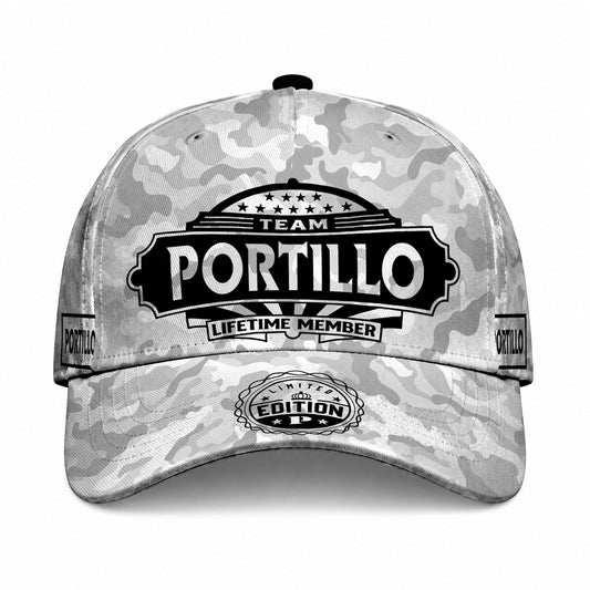 PORTILLO TC01 HH79 Team Your Name Hat, Personalized Camo Baseball Cap, Custom Family Gift, Gift for Him Her