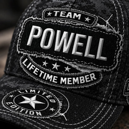 POWELL TC03 HH79  Personalized Black Camo Baseball Cap, Custom Name Family Hat