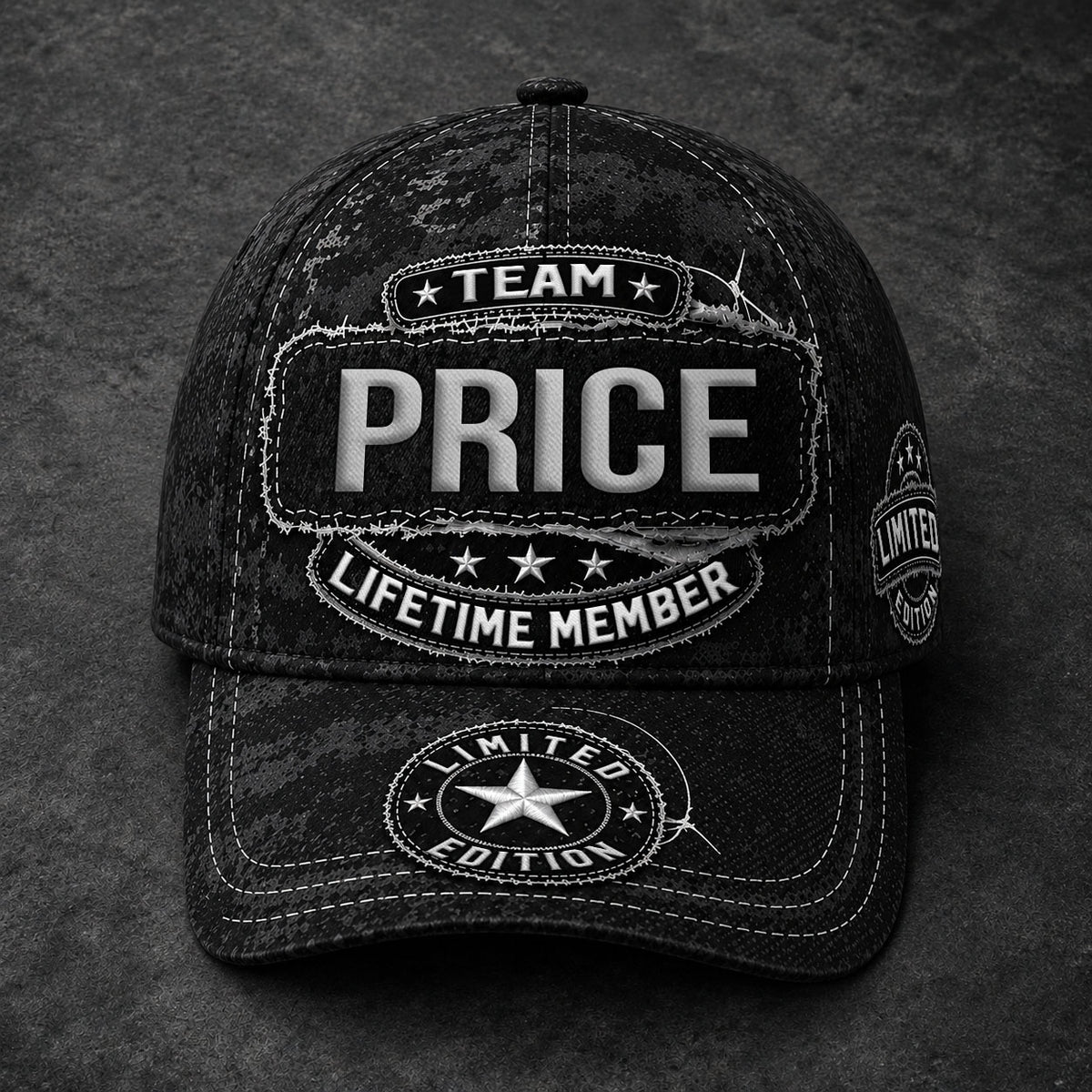 PRICE TC03 HH79  Personalized Black Camo Baseball Cap, Custom Name Family Hat