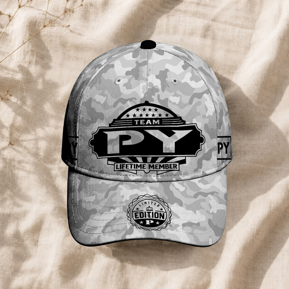 PY TC01 HH79 Team Your Name Hat, Personalized Camo Baseball Cap, Custom Family Gift, Gift for Him Her